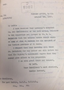 The letter from Britain's Ambassador to France, Lord Francis Bertie, turning down a proposal from Dr. M L Rothstein for a Jewish state in today's Saudi Arabia. Photo: Screenshot / British Library.